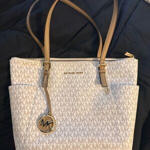 Michael Kors Cream and Tan Logo Tote